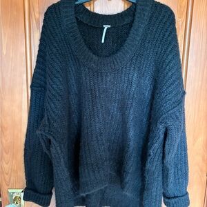 Free People Chunky Black Knit Sweater
